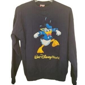 Vtg 90s Angry Donald Duck Walt Disney World Sweatshirt Unisex LG Graphic Cartoon